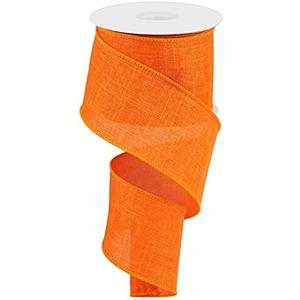Solid Canvas Wired Edge Ribbon, 10 Yards (New Orange, 2.5 Inch)