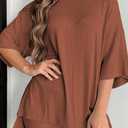 Womens 2 Piece Lounge Set 2026 Summer Travel Outfit Casual Short Sleeve Oversized Tshirts & Biker Shorts, S