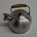 Tea Kettles Stovetop, 2.6 Quart Whistling Tea Kettle for Stove Top, Food Grade Stainless Steel Teapot Tea Pot with Wood Pattern Handle for Home Kitchen, Brushed Silver