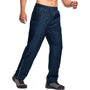 SWISSWELL Men's Golf Rain Pants Hiking Pants for Men Waterproof Breathable Mesh with Waterproof Zipper Pockets (Large, Navy)