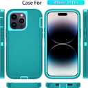 3 x Phone Case for iPhone 14 Pro Case with HD Screen Protector, Heavy Duty Shockproof & DustProof & Dropproof 3-Layer Cover Phone Case for iPhone 14 Pro (6.1'') (LakeSkyBlue)