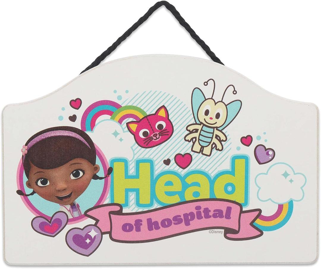 Disney Doc McStuffins Head of Hospital Hanging Wood Wall Decor - Cute Doc McStuffins Sign for Bedroom or Playroom