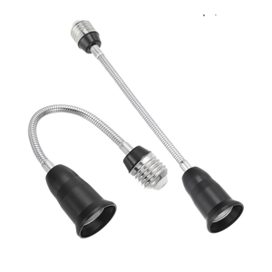 PATIKIL 11.8 Inch E26/E27 Light Socket Extender, 2 Pcs Flexible Bulb Socket Extension Adjustable Bulb Extender Adapter for Medium Screw Base Home Lamps, Black
