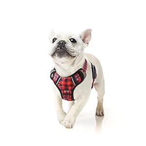 HEELE Dog Harness Dog Harness Small Dog No Pull Harness with Soft Handle Reflective Harness Adjustable, Checkered-Red, S