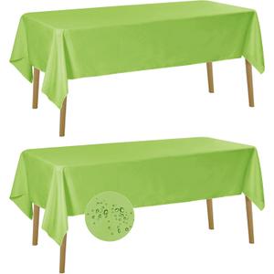 Fokitut 2 Pack Waterproof Rectangle Tablecloth, 60x102 Inch, Stain Resistant and Wrinkle Polyester Table Cloth, Fabric Table Cover for Kitchen Dining, Wedding, Party, Holiday Dinner-Apple Green