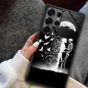 CARLOCA Compatible with Samsung Galaxy S25 Ultra Case,for Girl Fashion Graphic Design Shockproof Anti-Scratch Drop Protection Case for Samsung Galaxy S25 Ultra Black White Skull Moon Bird Cases