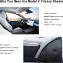 Upgrade 8 Pieces Window Shades for 2025 2026 Tesla Model Y Juniper Privacy Side Window Sunshades for Tesla Model Y 2020-2024 Camping Windshield Shades for Model Y Camping Accessories