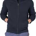 Amazon Essentials Men's Fleece Zip Up Mock Neck Sweatshirt, Midweight, Regular Fit (Blue, L)