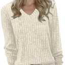 Womens Sweaters Tunics Tops V Neck Long Sleeve Shirt Lightweight Ladies Pullover Sweaters Dressy Casual Fall Winter Spring Trendy Fashion Blouses Tops, Size: XL