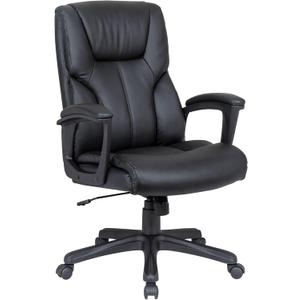 Elama Faux Leather High-Back Adjustable Office Chair, Plush Tuft, Black (Black With Black Base)