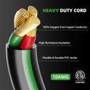30 Amp 75 Feet RV Extension Cord with Grip Handle, Heavy Duty 10 Gauge 3-Prong 125V STW Pure Copper RV Cord, NEMA TT-30P/R with Cord Organizer for RV Trailer Campers, Black&Green, ETL Listed