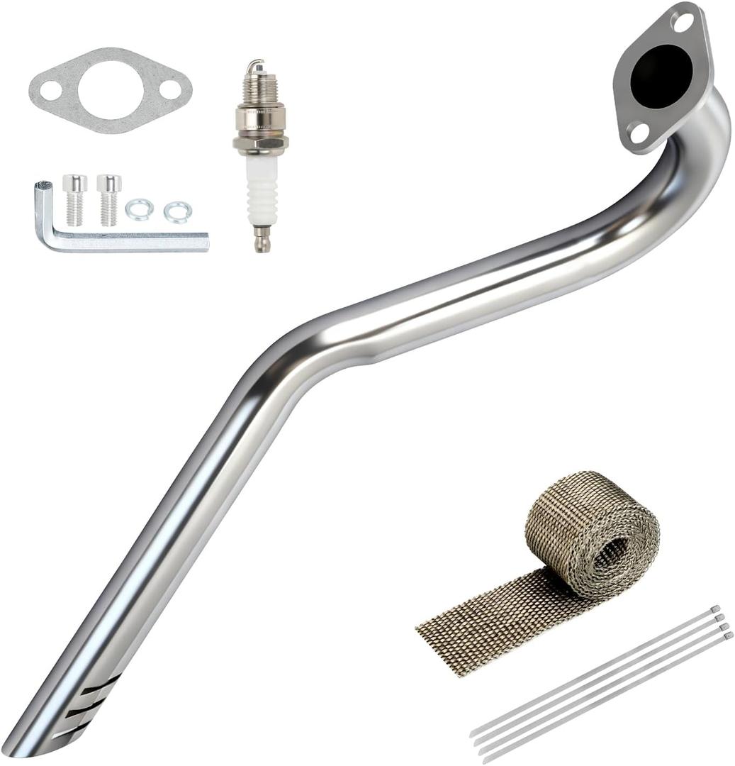 Upgraded Center Rear Exit Exhaust Pipe Compatible with Predator 79cc 98cc 99cc 3.0HP 154F Engine Mini Bike Coleman CT100U Massimo MB100 F-RP GMB100 Rascal Lite Parts Silver