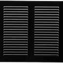 Vent Systems 16" x 8" Inch Black Metal Air Vent Cover - Louvered Wall Grille with Built-in Mesh Screen - Weather Resistant HVAC Duct Cover for Exhaust and Supply in Home, Garage - Indoor & Outdoor Use