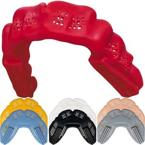 Bulletproof: Worlds Thinnest Most Breathable Mouthguard is 3X Stronger! Football MMA Hockey Rugby Basketball BJJ Lacrosse Boxing Sports Mouth Guard Grinding Teeth. Men Women Adult Youth Kids Braces (Royal Red)