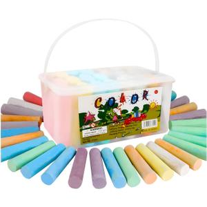 Washable Sidewalk Chalk - 52 Pieces 7 Colors Jumbo Non-Toxic Chalk For Kid and Adult, Paint on Classroom Chalkboard or Outdoor Playground, Good Gift for Party