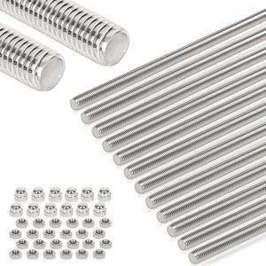 Arwnnklo 12 Pcs 304 Stainless Steel M4 Fully Threaded Rod,12"(305mm) Long Threaded Rod,Right Hand Threads，with Nuts(12, M4x305mm)