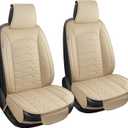 Leather car Seat Covers Breathable Car Seat Protector Front seat Covers Universal Fit for 95% Car Truck SUV Van Vehicles Beige2PCS