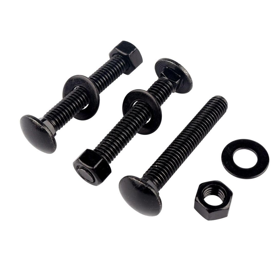 6 Sets 3/8-16 x 2 Carriage Bolts Screws Round Head Square Neck and Hex Nuts, Flat Washers 304 Stainless Steel 18-8 Full Thread, Black