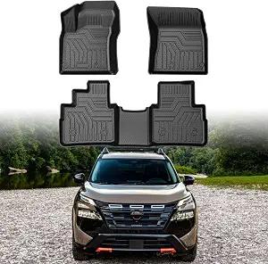 Mixsuper Floor Mats for Nissan Rogue 2021-2026, All Weather Floor Liners for Rogue Accessories Durable Odorless 1st & 2nd Row Set Black (Not for Nissan Rogue Sport)