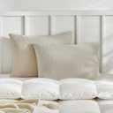 WARMDERN Waffle Weave Pillowcases Standard Size 2 Pack Pillow Cases Soft Microfiber Pillow Case Covers Set of 2 Boho Woven Textured Pillowcase with Envelope Closure(Khaki, Standard, 20x26 Inches)