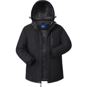 Winter Jackets Mens Skiing Coats Warm Waterproof Ski Snow Coat with Hooded for Cold Weather (X-Large, Black)