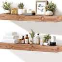 36x3x7 inch Floating Shelves Wall Mounted - Set of 2 Wood Rustic Solid Wood Wall Shelf - Heavy Duty Decorative Fireplace Mantel for Living Room, Bedroom, Bathroom, Kitchen