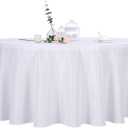 Ascoza 2 Pack 132 Inch White Round Tablecloth in Polyester Fabric for Wedding/Banquet/Restaurant/Parties