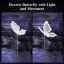 Wedding Electric Butterfly Floor Lamp: Giant Moving LED Butterflies Decoration with Movement & Lights Up - Big Movable Butterfly Props with Flapping Wings - for Birthday Party (White Light, 23.6 IN)