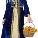 Colorful House Girls Renaissance Dress Medieval Dress Royalty Princess Child Dress Up Fancy Costume for Halloween (10-12Y, Blue)