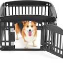 NEWBULIG Dog Playpen 4-Panel, 24IN Puppy Playpen, Stable Dog Play Pen Indoors/Outdoor with Secure Locking Door, Plastic Pet Fence for Small & Medium Dogs