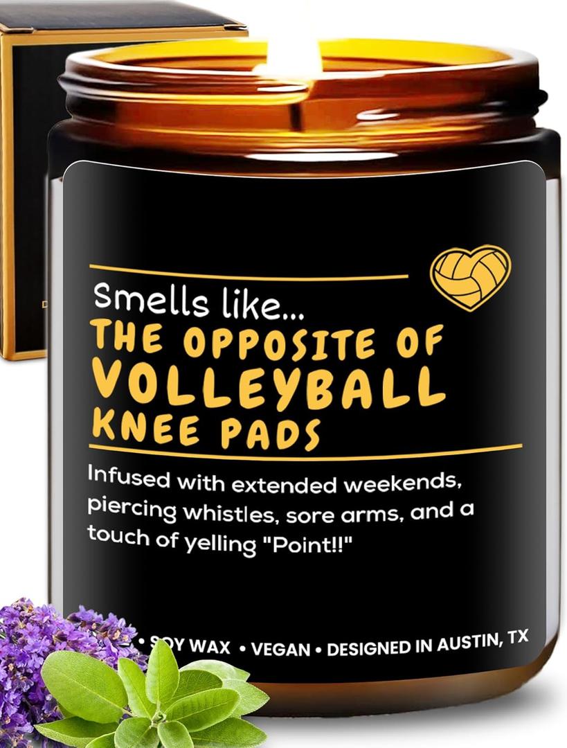 volleyball Candle, Volleyball Gift Ideas for Teen Girls, Cool Sports Themed Gifts for Players, Coach, Teenagers, Teams, Athletes, Moms, Birthday, Christmas, Special Occasions, Gift-Ready
