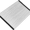 Ahyuan Roll up Dish Drying Rack Over The Sink Kitchen Roll up Sink Drying Rack Stainless Still Portable Drainer Foldable Dish Rack (Black, 17.8''X13.5'')