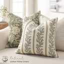 Vintage Throw Pillow Covers 20x20 Set of 2, Striped Floral Pillow Cover Botanical Patterned Decorative Cushion Covers Modern Farmhouse Home Decor for Sofa Couch Bed Living Room, Chocolate