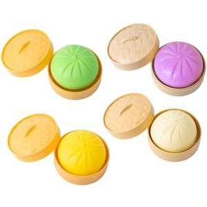 Mystery Dumpling Squishy, Dumpling Squishy Mystery Box, SquishyBun, 4 Inch Jumbo Dumpling Stress Ball, Desk Fidget, Easter Basket (White+Yellow+Purple+Green)