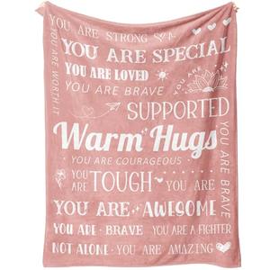 Get Well Blanket, Breast Cancer Gifts for Women, Get Well Soon Gift for Mom Sister Friend Coworker, Feel Better After Surgery Gifts, Mental Health Inspirational Healing Blanket