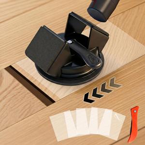 Floor Gap Fixer Tool Heavy Duty 45 Striking Surface Floor Gap Repair Tool Made of Iron & Enhanced Suction Cup with Slot Cutter and 5pcs Sticky Pads for Fixer Laminate/Vinyl Flooring Tools