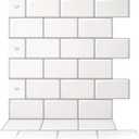 Art3d 10-Sheet Peel and Stick Backsplash, 12 in. x 12 in. Subway 3D Wall Panels, Mono White with Gray Grout