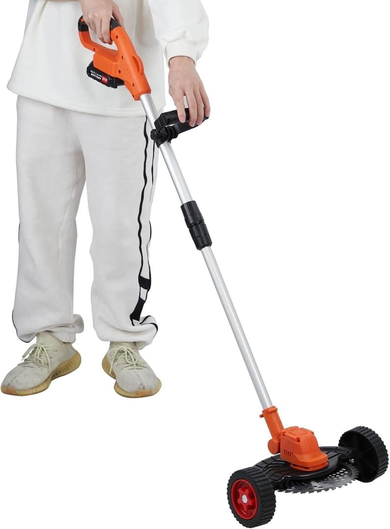 Cordless Lawn Trimmer Weed Wacker,10 Inch Lawn Mower Grass Edger, Electric Weed Wacker, Rechargeable,Telescopic, Handheld, Battery Power Lawn Mower with Brushless Motor 10 Inch