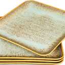 jinsongdafa Ceramic Dinner Plates Dish Set, Set of 4, for Lunch snacks -Microwave Oven & Dishwasher Safe, Scratch Resistant, Dinnerware Kitchen Porcelain Serving Dishes,9 inch Square (Square Brown Reactive Color)