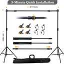 2-in-1 Portable Photo Backdrop Kit with 6x8ft Abstract Background - Includes 6.5x6.5 ft Adjustable Stand, 8 Clamps & Storage Bag(Grey,6x8ft)