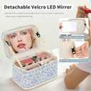 Makeup Bag With LED Mirror, Lightweight Travel Makeup Bag With 3 Color Setting Light Up Mirror Cosmetic Makeup Organizer Vanity Case for Women Beauty Tools Accessories Rechargeable Train Case-Floral