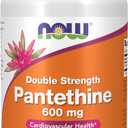 NOW Foods Supplements, Pantethine (Coenzyme A Precursor) 600 mg, Double Strength, Cardiovascular Health*, 60 Softgels (BBD: 10/2027)