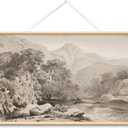 VIYYIEA Extra Large Canvas Wall Art, 36x54 Inch Neutral Vintage Landscape Wall Decor, Minimalist Mountain Scenery for Living Room, Bedroom, Above Sofa