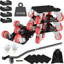 MYUEA Furniture Dolly,Furniture Movers with 5 Wheels,Carbon Steel Panel Heavy Duty Dolly,Maximum Load 3474LBS,Furniture Lifter with 5 360 Rotatable Rubber Universal Wheels(Black,6.89x6.9 in)