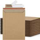 Famagic 6x8 Photo Mailers 50 Pack, Brown Document Mailers, Self Seal Cardboard Envelopes, 6.25x8.25 Inches