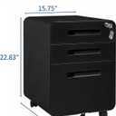 3 Drawer File Cabinet with Lock, Mobile Metal Filing Cabinet | for Letter/Legal/A4 Size, Under Desk Rolling Office Storage Cabinet, Fully Assembled, Black