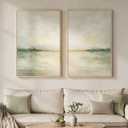 Framed Sage Green Abstract Wall Art for Living Room, Large Set of 2 Abstract Landscape Canvas Artwork for Walls, Minimalist Painting Print for Bedroom Dining Room Office Hallway Wall Decor, 24x36 Inch