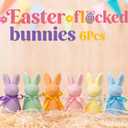 Orgrimmar 6Pcs Easter Flocked Bunny Figurines - 8.8" Bow-Tie Rabbits, Soft Tabletop Ornaments for Home Office Spring Decor & Easter Party Supplies