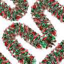 50 Ft Christmas Tinsel Garland Thick Tinsel Garland Xmas Tree Decorations Metallic Tinsel Twist Garland for Christmas, Birthday, Party Decor Indoor Outdoor Party Supplies (Mix1)
