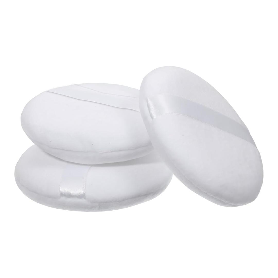 3Pcs Large Powder Puff 5.1 Inch Body Powder Puff White Ultra Soft Setting Powder Puffs Washable Round Makeup Sponge Applicator for Face Cleaning Bath Makeup